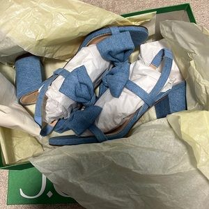 Lucie bow slingback sandals in denim twill 7.5